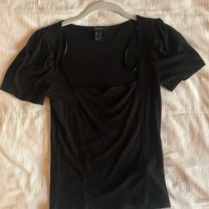 Black Square Neck Top